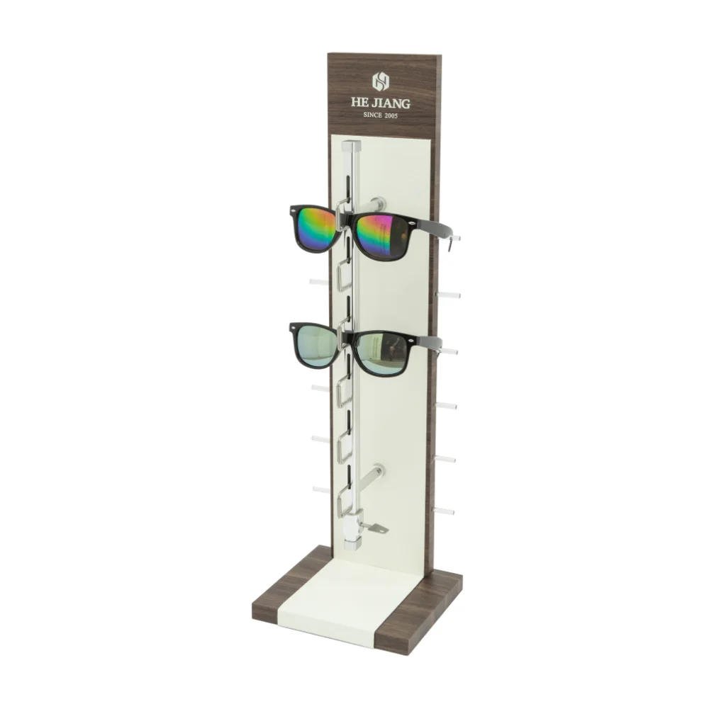 

Eyewear Display Case Wooden Sunglasses Display Stand with Metal glasses Rack, Any color is available