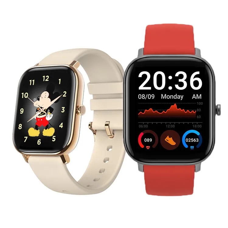 

Check body temperature waterproof 3d watch face touch screen customize watch face square sharp gts smart watch, White, black ,gold,red,blue
