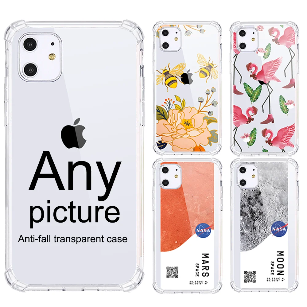 

Custom shockproof clear phone case for iphone 13 12 11 pro max x xr 6 6s 7 8 plus Transparent soft TPU back covers