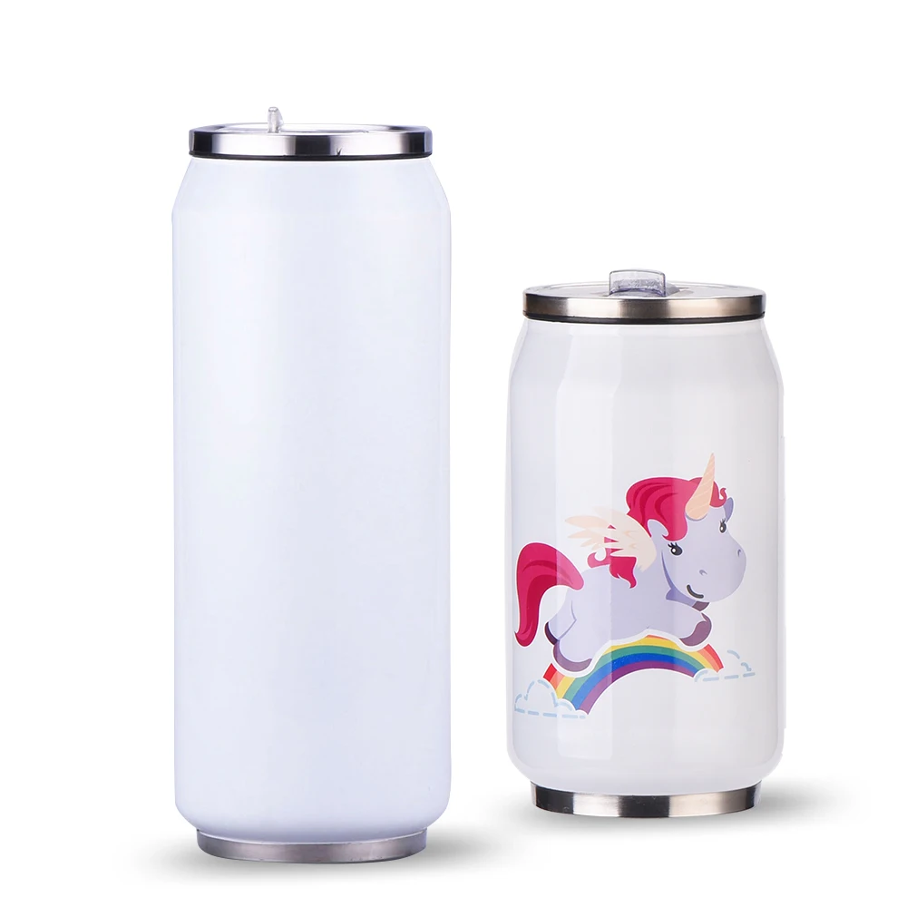 

500 ml Vacuum Insulated Sublimation Thermos Soda Can Shaped Water Bottle Food Grade Stainless Steel Beer Can Flask, Customized color