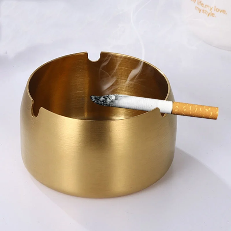 

Small round nordic fancy luxury blue black gold custom logo stainless steel ashtray for table, Gold/black/blue/rose gold/colorful/silver