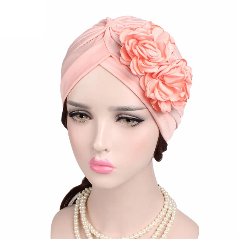 

New Design Muslim Caps Wholesale Flower Accessories Turban Polyester Beauty Solid Color Turbans