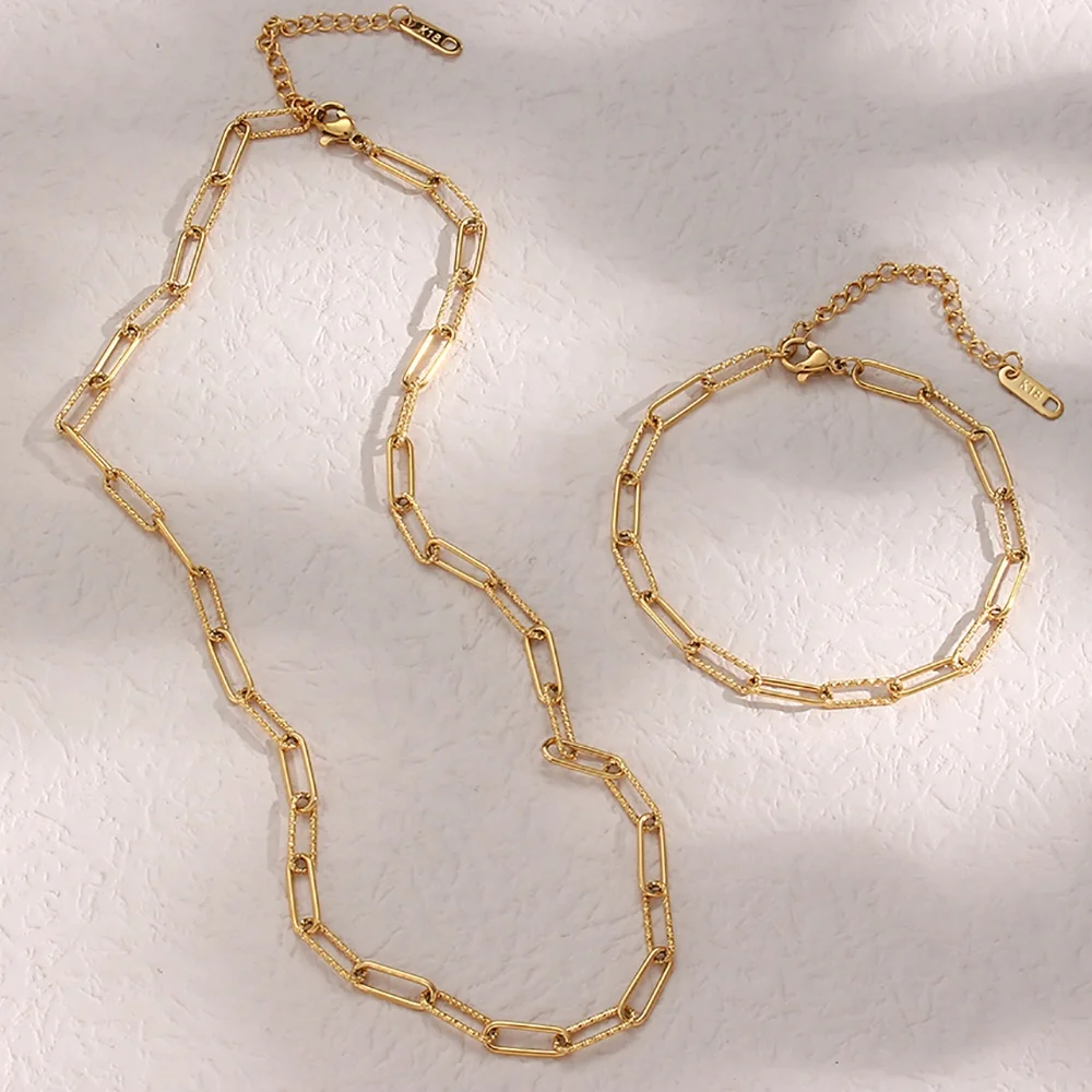 Paper Clip Chain Necklace Women Female Fashion Gold Thin Chains Necklaces Very Thin Necklace Chain