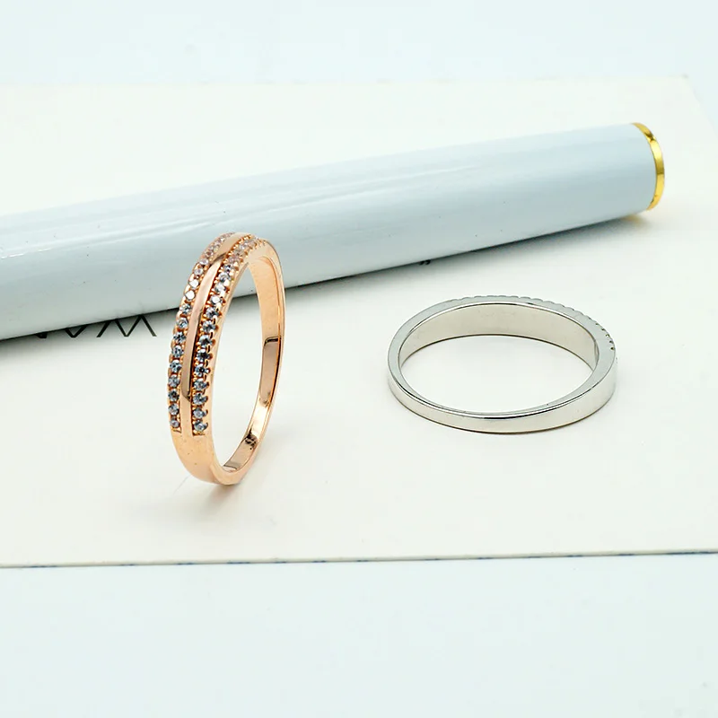 

Classic Eternity Band Rings Rose Gold Plated 925 Silver Engagement Ring Silver Rings