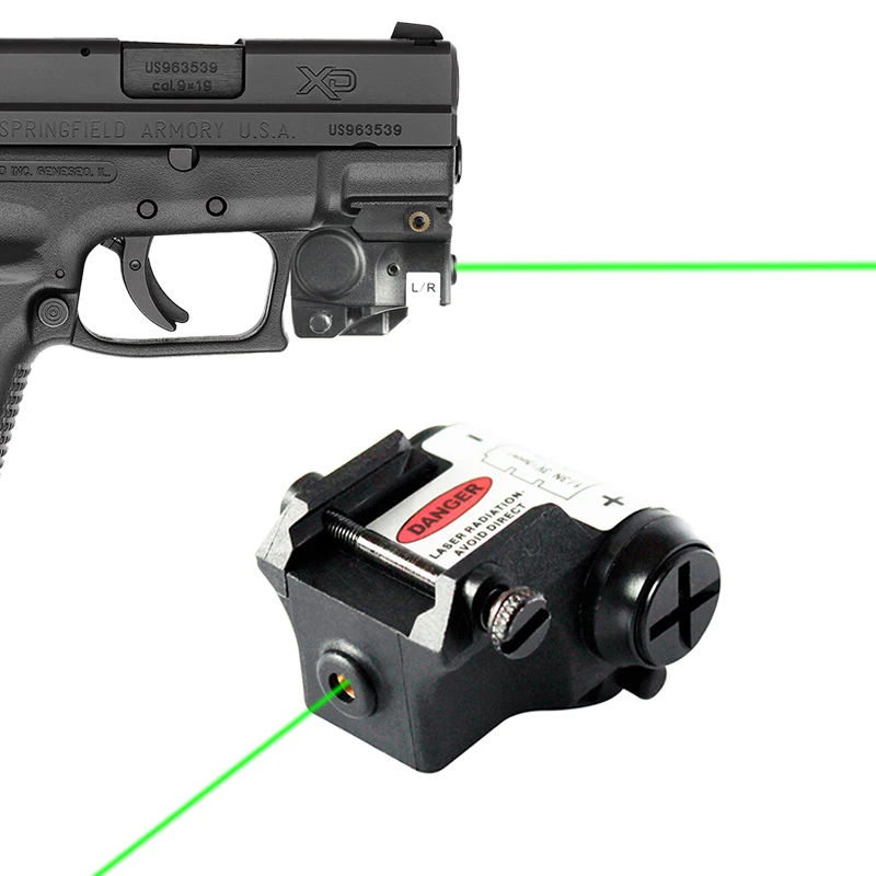 

Compact FDA green laser sight for handgun pistol self defense