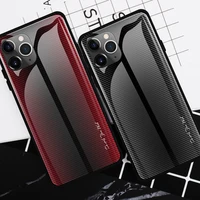 

For Iphone11 Phone Case Tempered Glass Case Shockproof Stripe Gradient Glass Phone Cover For Iphone XI