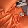 Luxury 60s tribute silk long staple cotton solid color duplex brilliant orange bedding sets