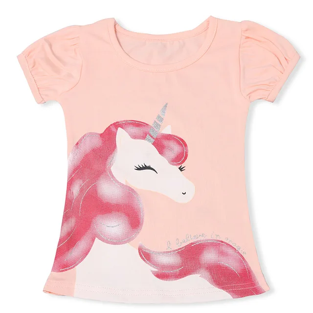 

Fashion Unicorn Girl T-shirt for children High Definition Soft Pattern Print breathable elastic sweat absorption outdoor