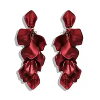 

Barlaycs Fashion Designer Statement Vintage Unique Bridal Red Flower Tassel Drop Dangle Earrings for Women Jewelry