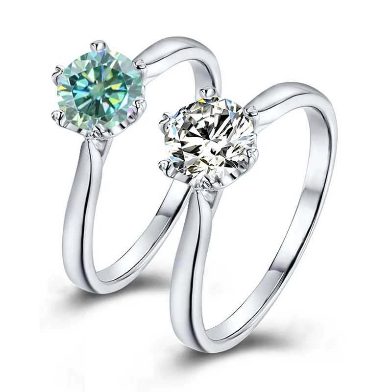 

Classic Fashion 6 Prong Setting 5mm Moissanite Diamond Stone Engagement Wedding Ring for Women Jewelry