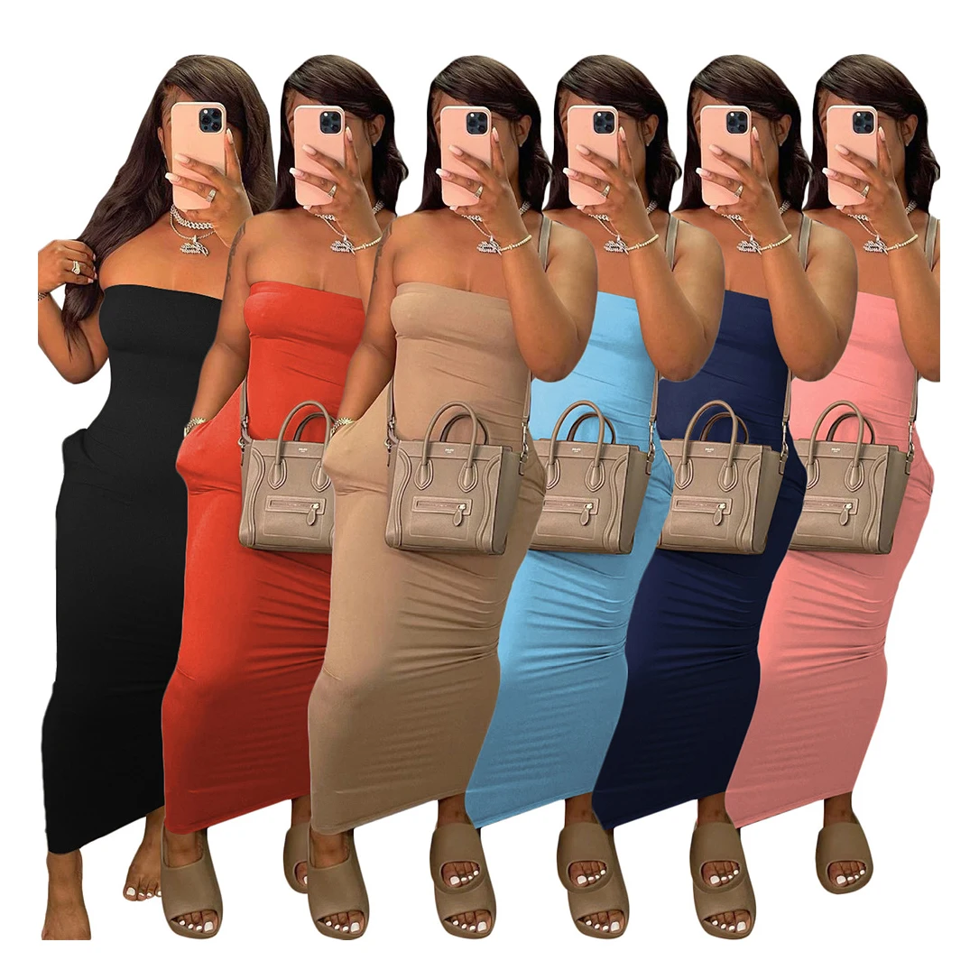 

M390151 plus size women's dresses, sexy summer outfits for women 2022,tube dress ladies maxi dresses