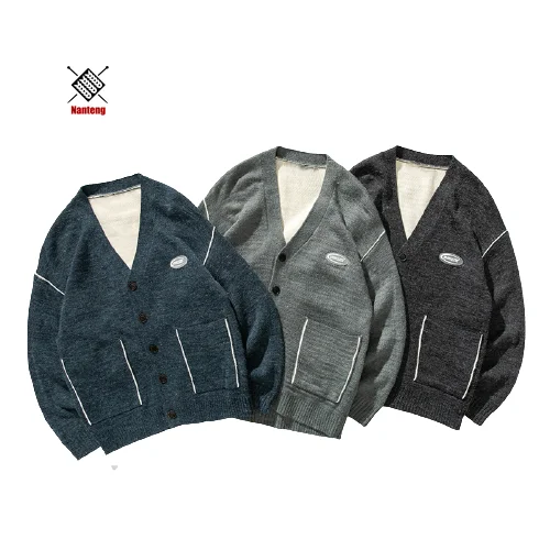 

Autumn Winter Warm Pocket Modern Stylish Custom Oversize Cardigan Knit Adult Men Sweater