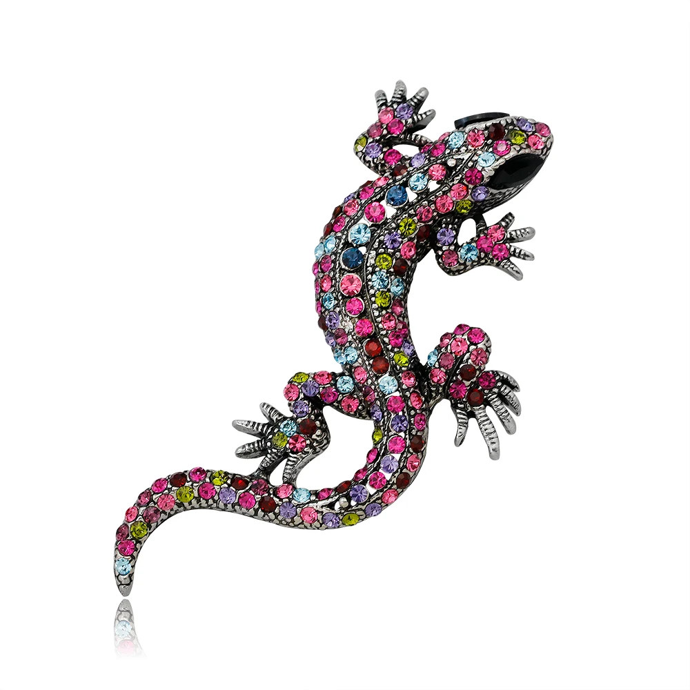 

Sale Crystal Vintage Lizard Brooch for Women Jewelry Metal Enamel Pins Men Suit Brooch Animal Clothing Accessories