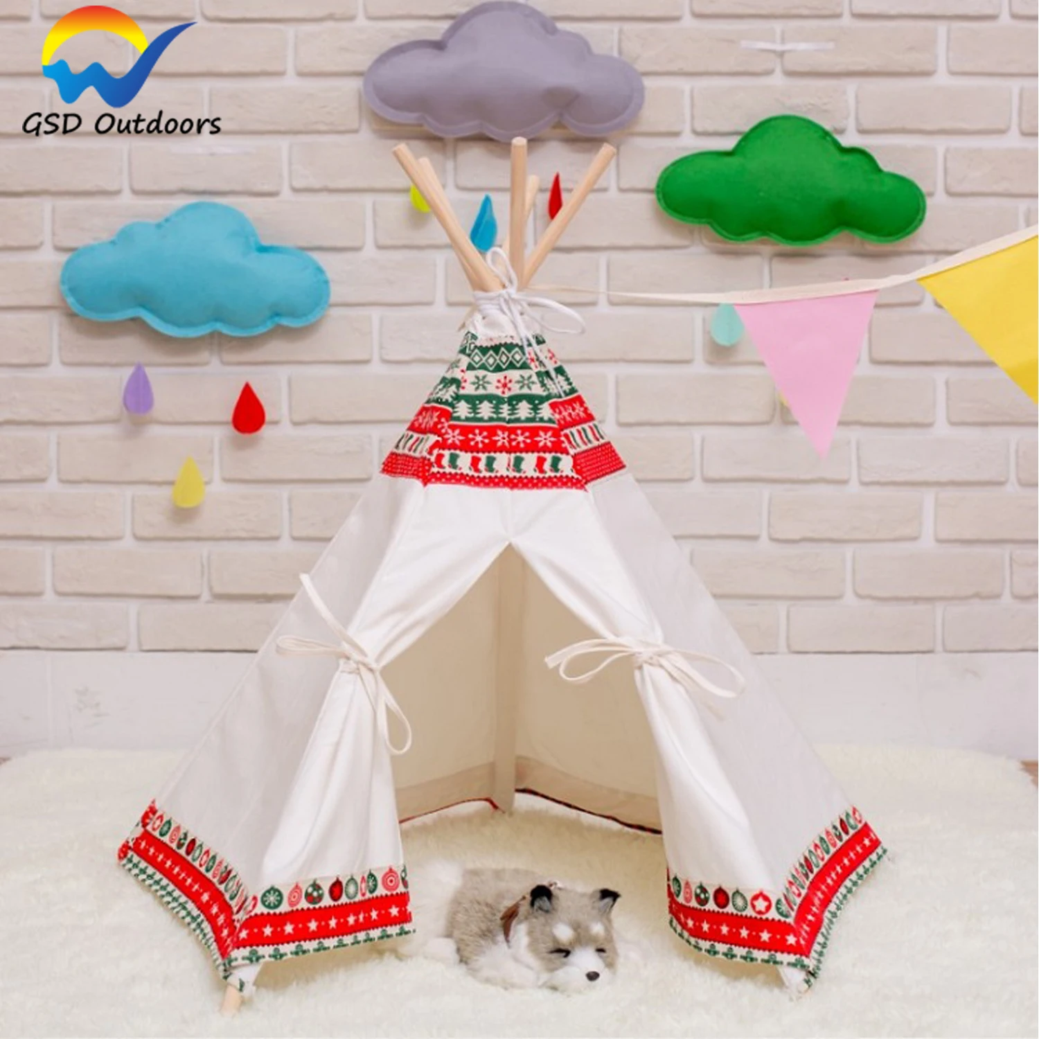 

Customized Indoor Pet Tent Soft Bed Tent For Dog and Cat Play Indian Teepee Tent, Customized colors