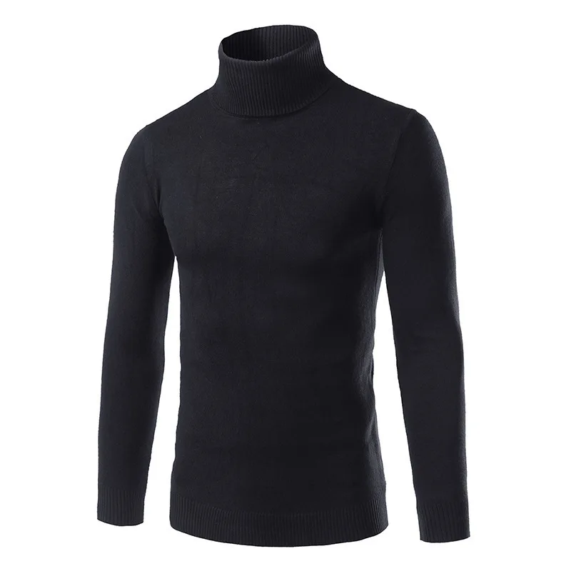 

Men's Solid Color Lapel Autumn and Winter Base Sweater