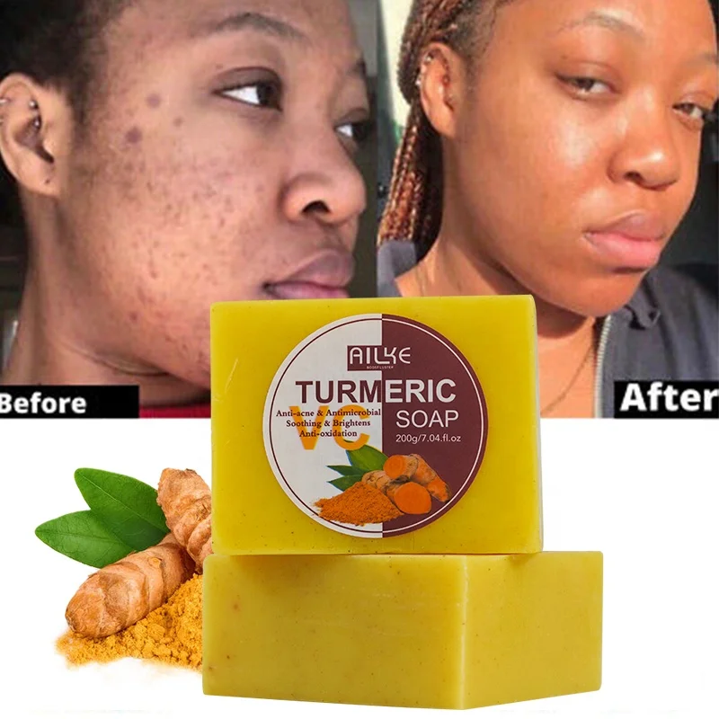 

Alike Face Brightening Skin Anti Acne Pimples Remover Organic Lemon Handmade Turmeric Soap