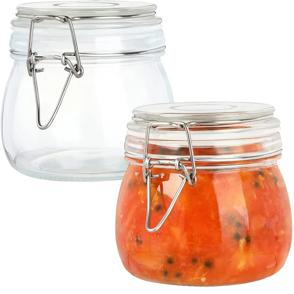 

Glass Storage Jars with Airtight Hinged Lids 16 OZ Leak Proof Glass Wide Mouth Mason Jars Containers