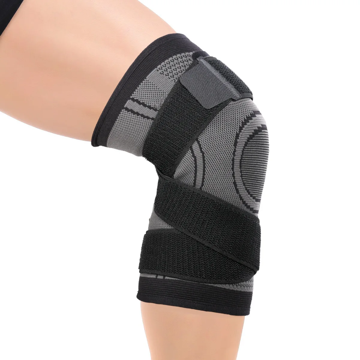 

New Listing Compression Knee Sleeve Brace Kneepad Adjustable Strap for Pain Relief, Black+orange+green