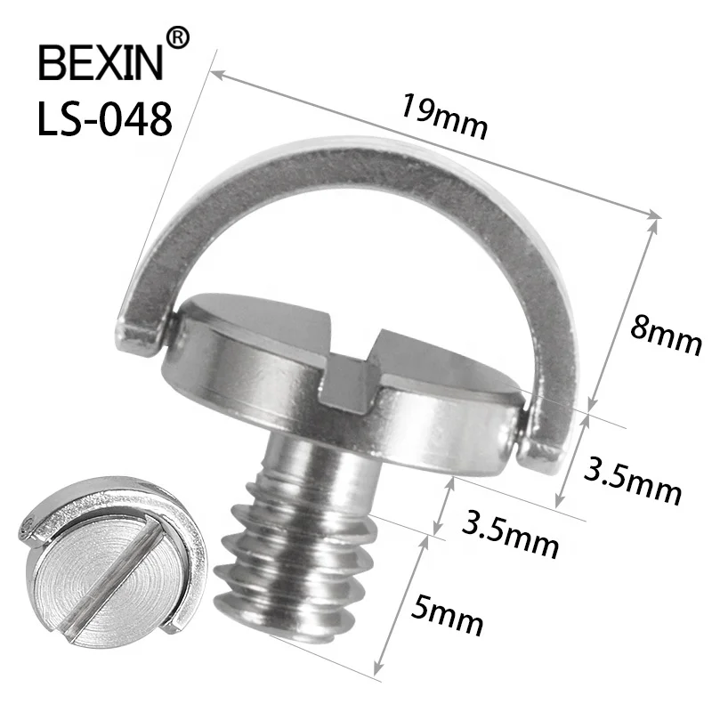 

Wholesale iron nickel plating tripod stand screws 1/4" inch D Ring Camera Mounting Screw for Dslr Camera quick release plate, Silver