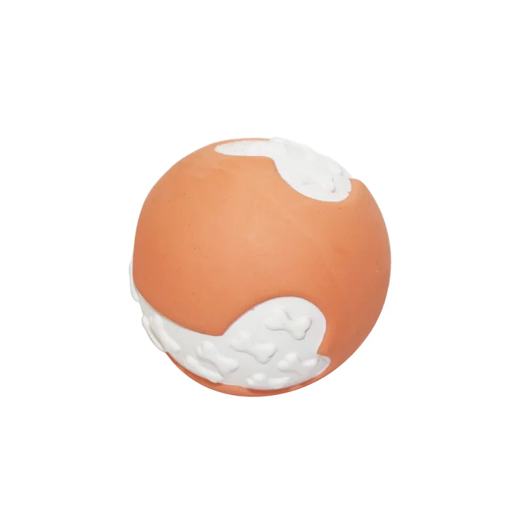 

Latex bone ball orange color chew squeaky toy for small dogs