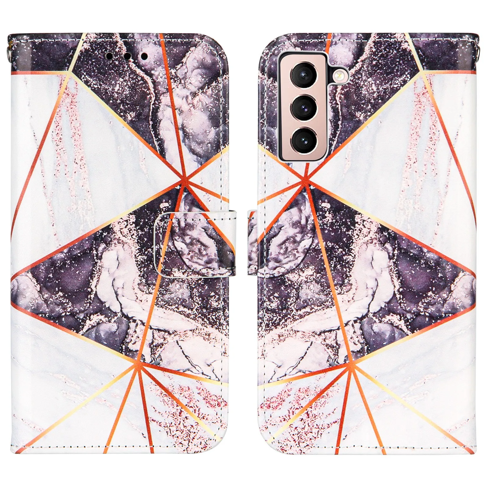 

Marble Book Style Magnetic Side r Pouch PU Leather Phone Case For Galaxy S21 + Plus 4G 5G Wallet Bag Holster Capa Cover Cases