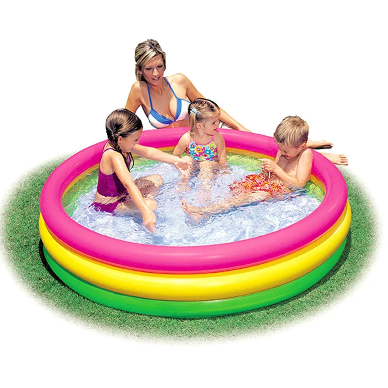 

Intex 57422 Easy Set Glow Inflatable Pool Kids 58" x 13" Baby Inflat 3-ring Kids Play Easy Set Glow Pool, Rainbow, 3-ring