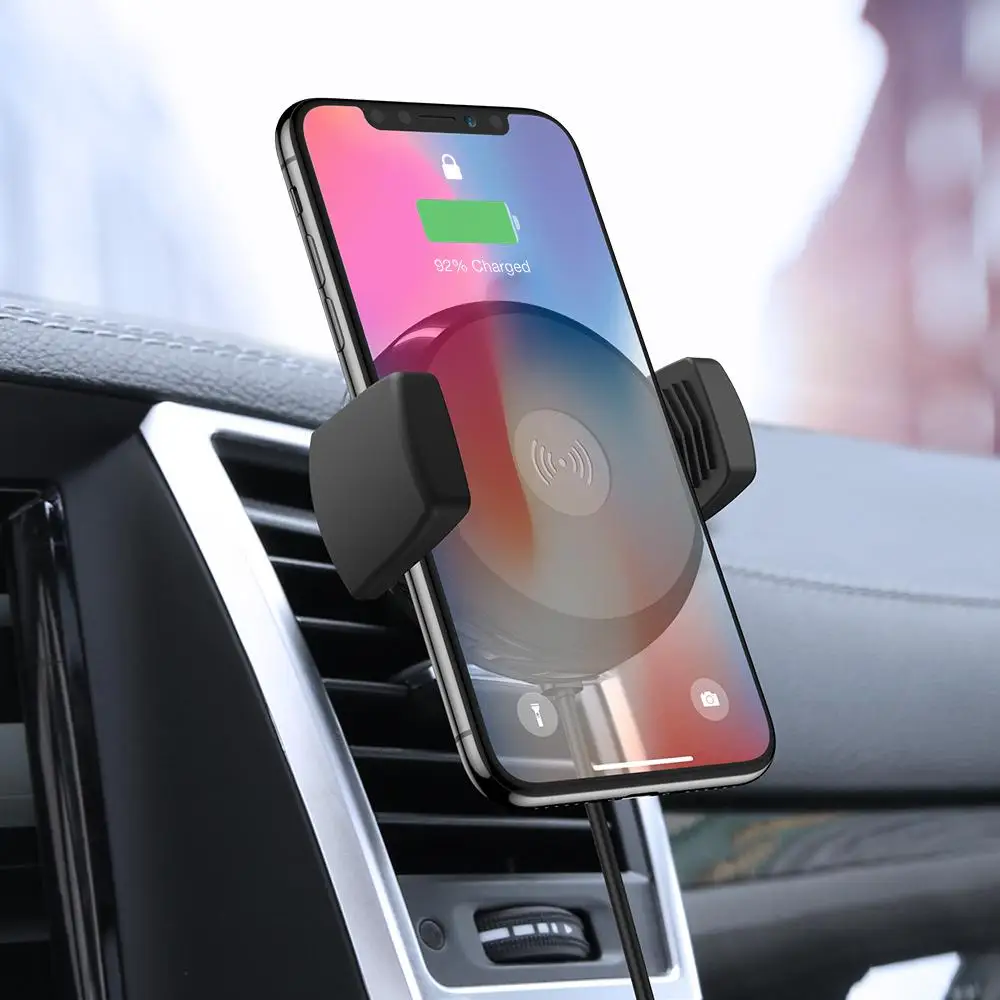 

Free Shipping 1 Sample OK RAXFLY 10W Qi Standard Fast Wireless Charger Car Phone Holder With Wireless Charging