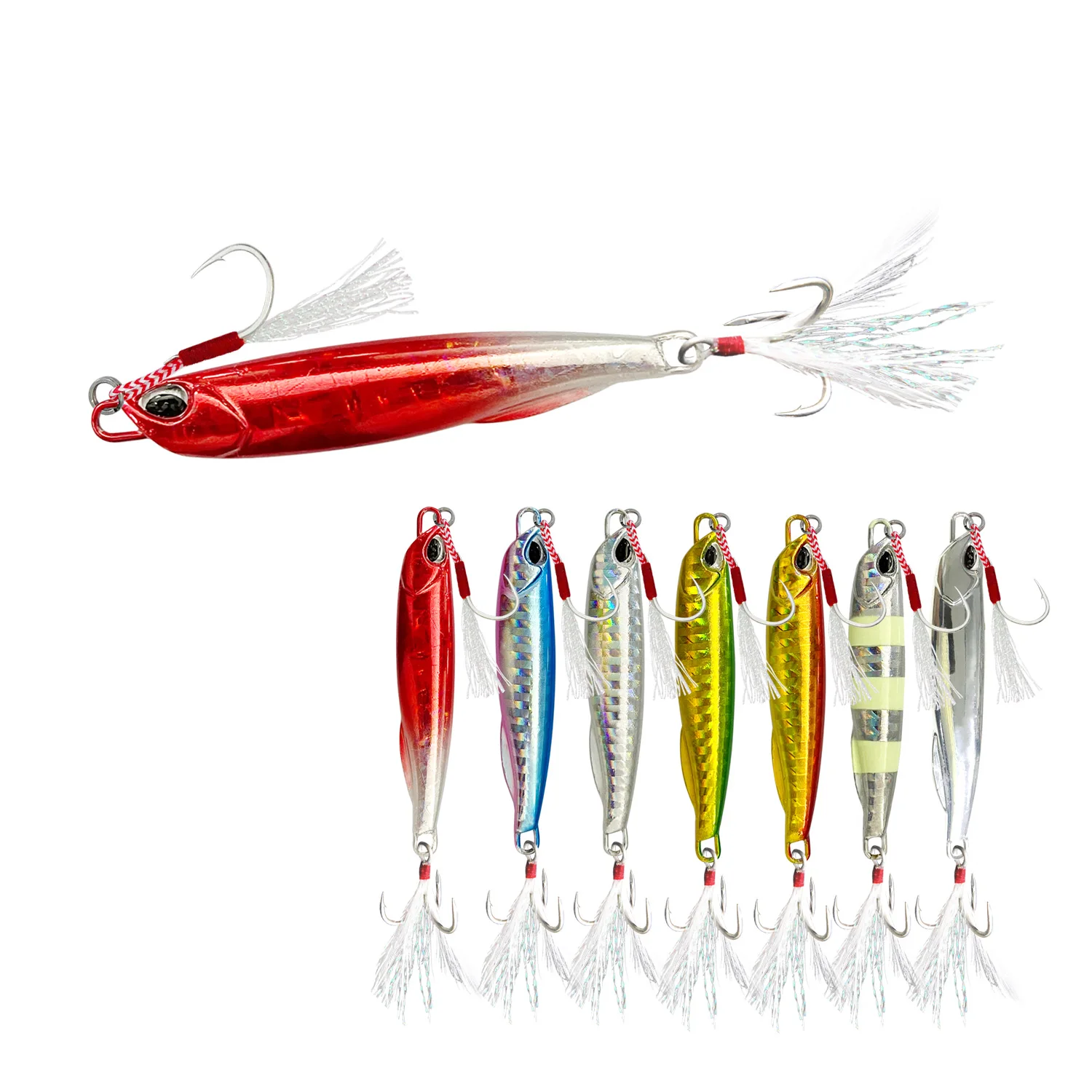 

Artificial Baits Shore Slow Jigging Hard Lead Bass Fishing Lures 10g/15g/20g/25g/30g/40g/60g Hard Lure WIth High quality hook, 7 color
