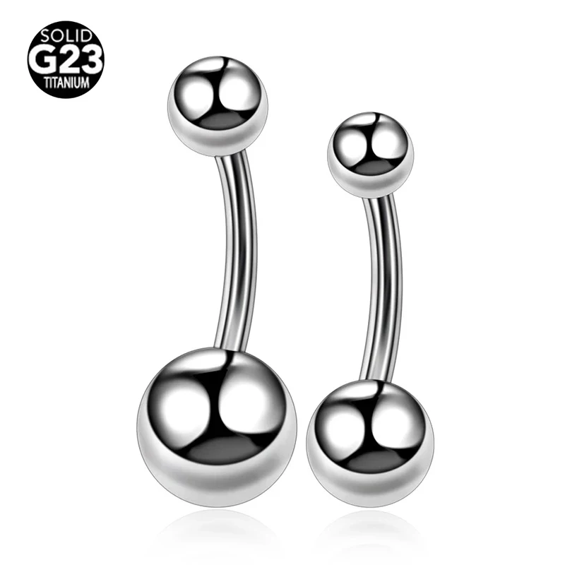 

G23 Titanium Navel Bars Piercing Belly Rings Body Jewelry Sexy Smooth Ball Belly Piercing for Women Girls