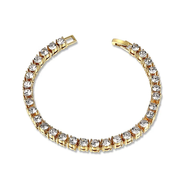 

Super September Hips Hops 5mm Diamond Tennis Bracelet Micro Pave Bling Crystal Tennis Chain Bracelet