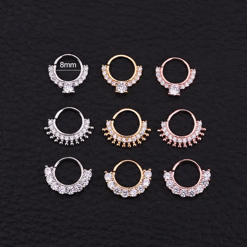 

XH10006 stainless steel crystal piercing body jewelry nose ring