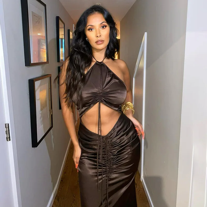 

Sleeveless hollow out sexy maxi dress summer women fashion streetwear outfits sundress, As show