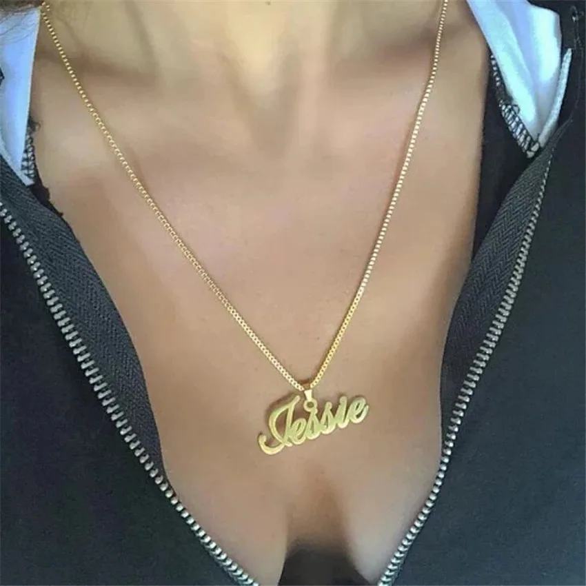 

Shangjie OEM Custom stainless steel English alphabet name necklace invisible new 2021 necklaces, Gold/sliver/rose gold