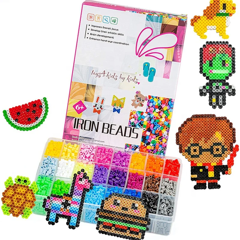 

Fuse Beads Kit, 5300 Pc. 24 Bright Colors Beads in A Big Storage Case, Best for Birthdays Holiday