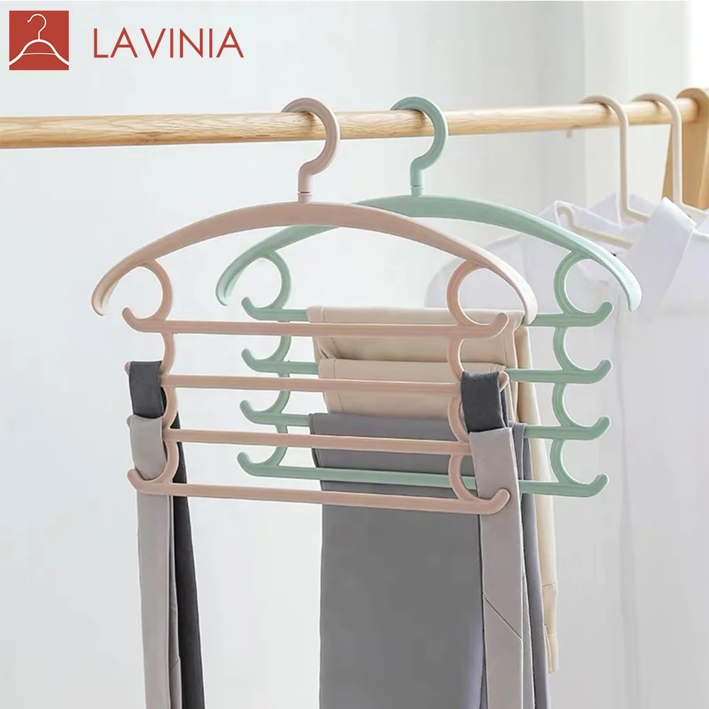 

Multifunctional four-layer magic hanger plastic trouser hanger rack plastic multifunctional hanger, Pink/blue/green/yellow