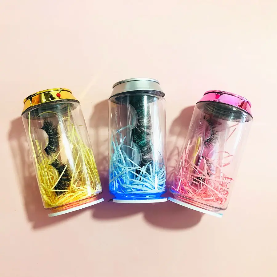 

Ring-Pull Can Lashes Boxes 3D Mink Eyelashes Vendor, Black