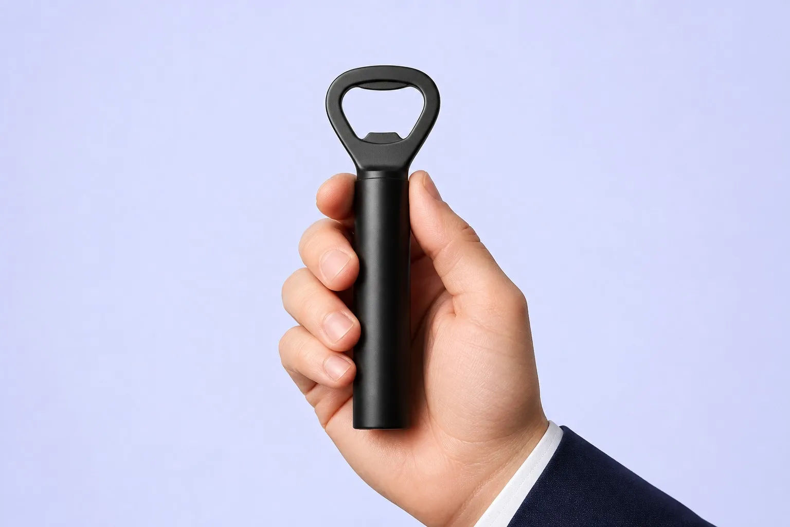 Bottle opener presented by hand