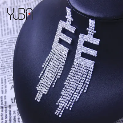 

Full Diamond Capital Letters Tassel Earrings Fashion Silver Plated Crystal Rhinestone 26 English Alphabets Long Tassel Earrings