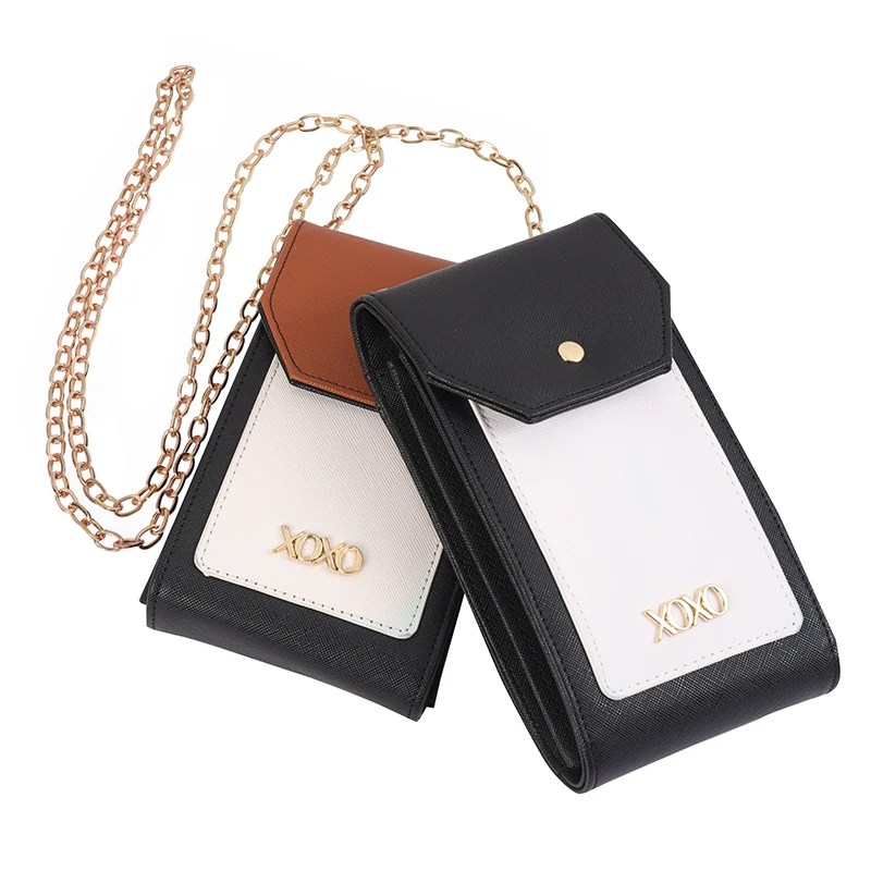 

Factory Wholesale Button Wallet Fashion PU Material Wallet with Metal Chain, Customized color