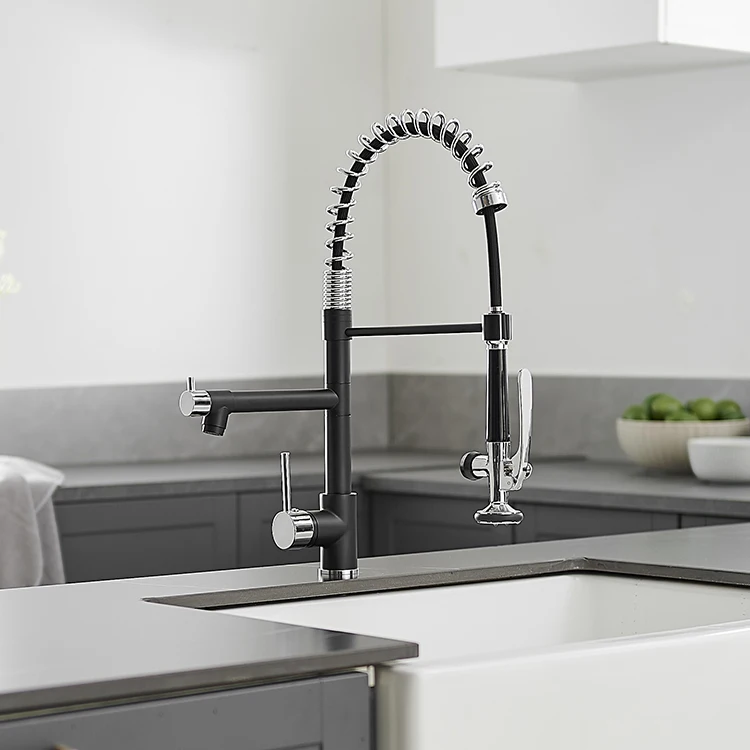 

Commercial Kitchen Sink Faucets Gun Grey Pull Down Single Handle Kitchen Faucet with Pull Out Sprayer