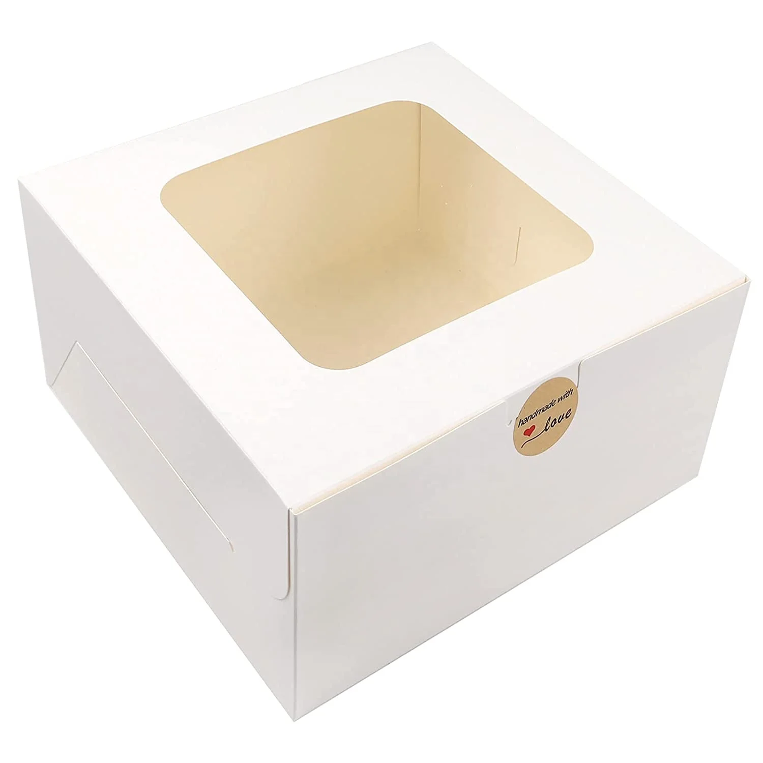 

10x10x5Inches Cake Boxes with Window White Paper Bakery Box Square Cardboard Cajas Pasteles Disposable Cake Box for Pastr