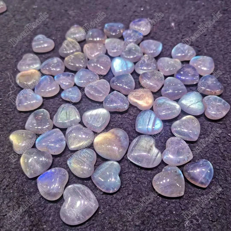 New Bulk Natural No Hole Heart Shape Flashy Labradorite Beads Decoration 15mm