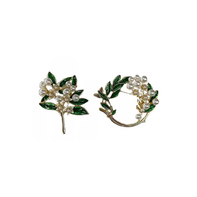 

JAENONES Korean Fashion Gardenia Brooch Designer Custom Pearl Flower Brooches For Women, Gold plated/silver plated
