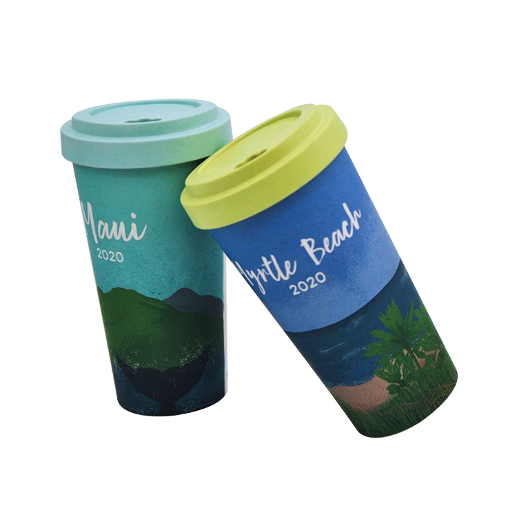 

MIKENDA Dishwasher safe 350ml 470ml 700ml bamboo fiber travel coffee cup with silicone lid