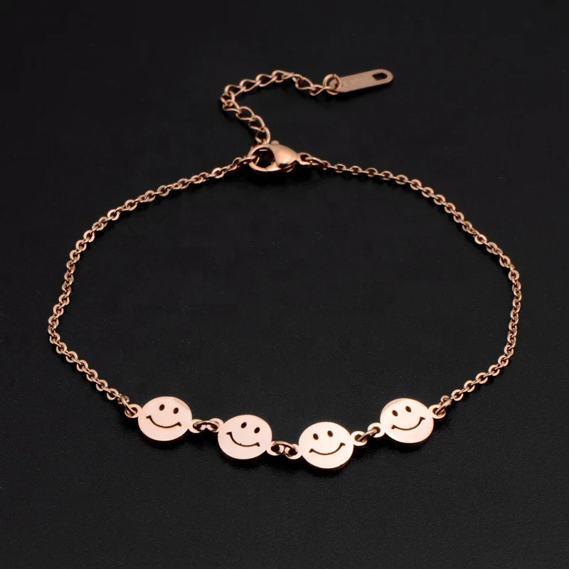 

2020 New Trend 18k Gold Anklet Fashion Jewelry Stone Anklet Lady Adjustable Stainless Steel Jewelry Anklet, Rosegold