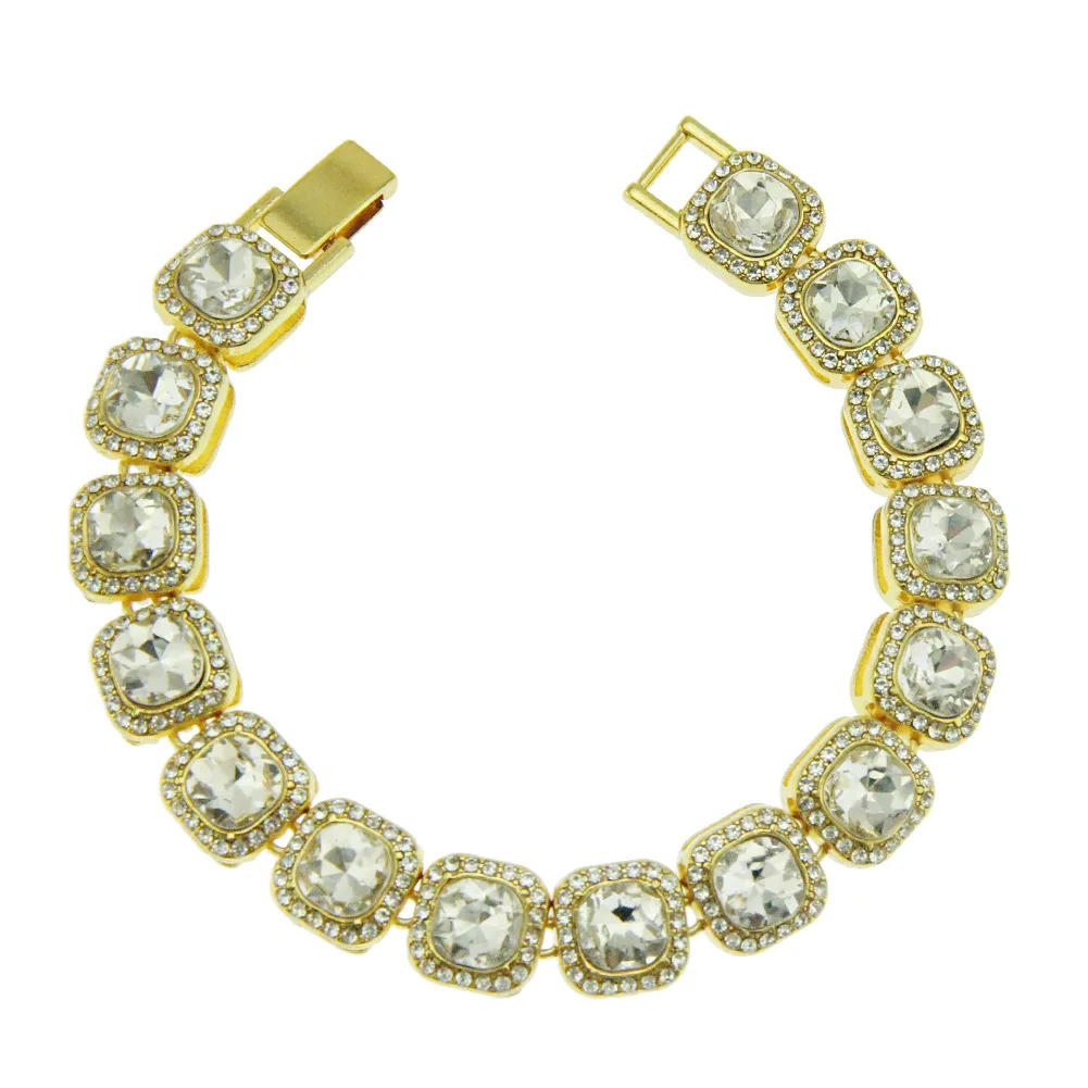 

Wholesale Fashion Jewelry Hip Hop Diamond Bracelet Zircon Bracelet Jewelry Cuban Link Bracelet For Men, Gold and silver