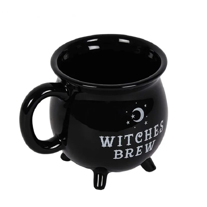 

Creative 3D ceramic black witches brew cauldron mug, Colorful