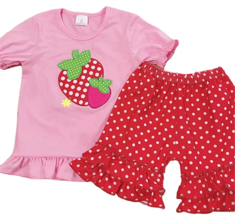 

Wholesale Kids Girls Shorts Sleeve 2 Pcs Set Cute Children Wear Casual Clothes Outfit