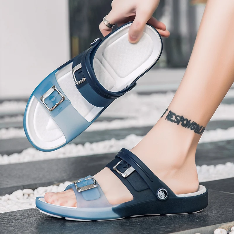 

Summer Men's Slippers logs Quick Dry Shoes Breathable Man Sandals Plus Size Male Beach Flip Flops outdoor sandals