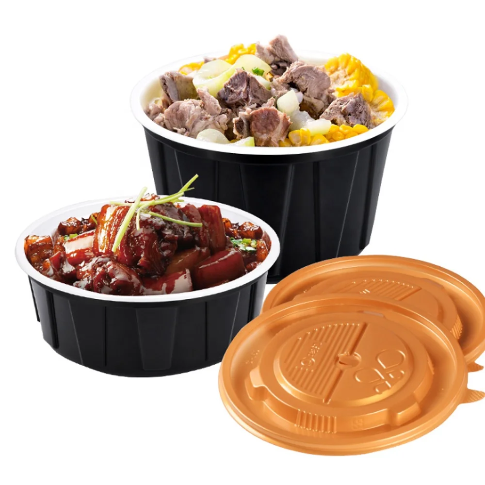 

Takeaway RPP/PP Plastic disposable lunch box black wholesale food Packaging containers, Customized color